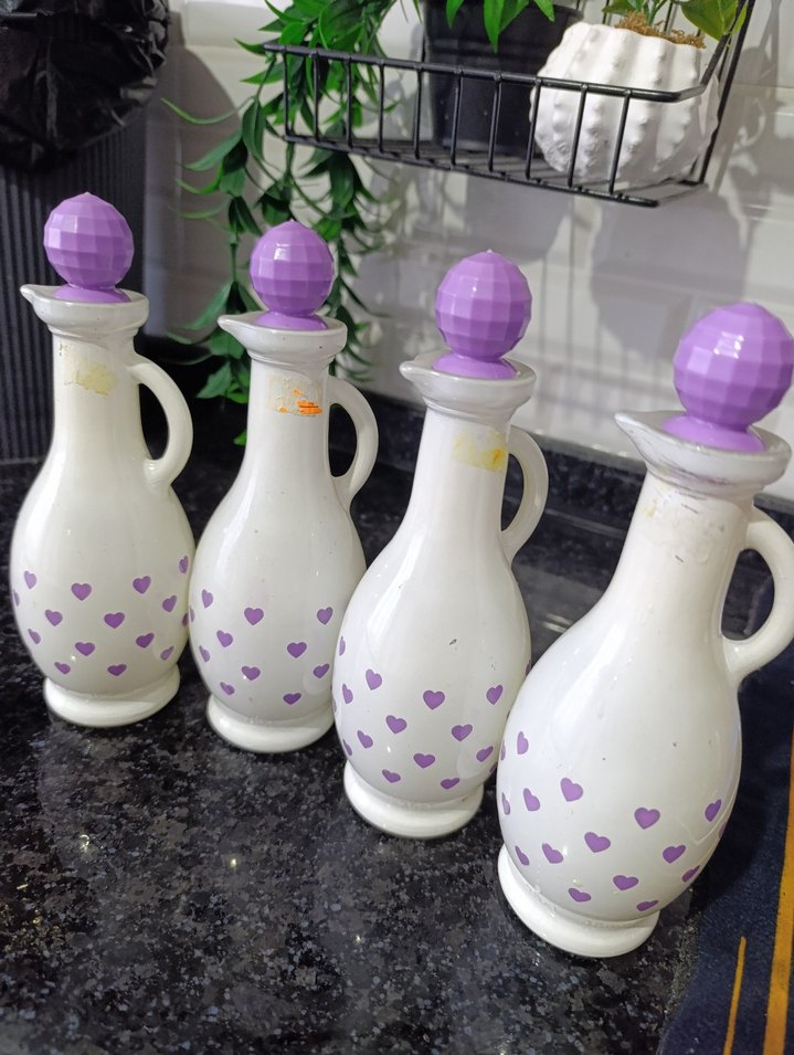 Mor Kalp Desenli Seramik Yağlık Seti 4 adet - Görsel 5