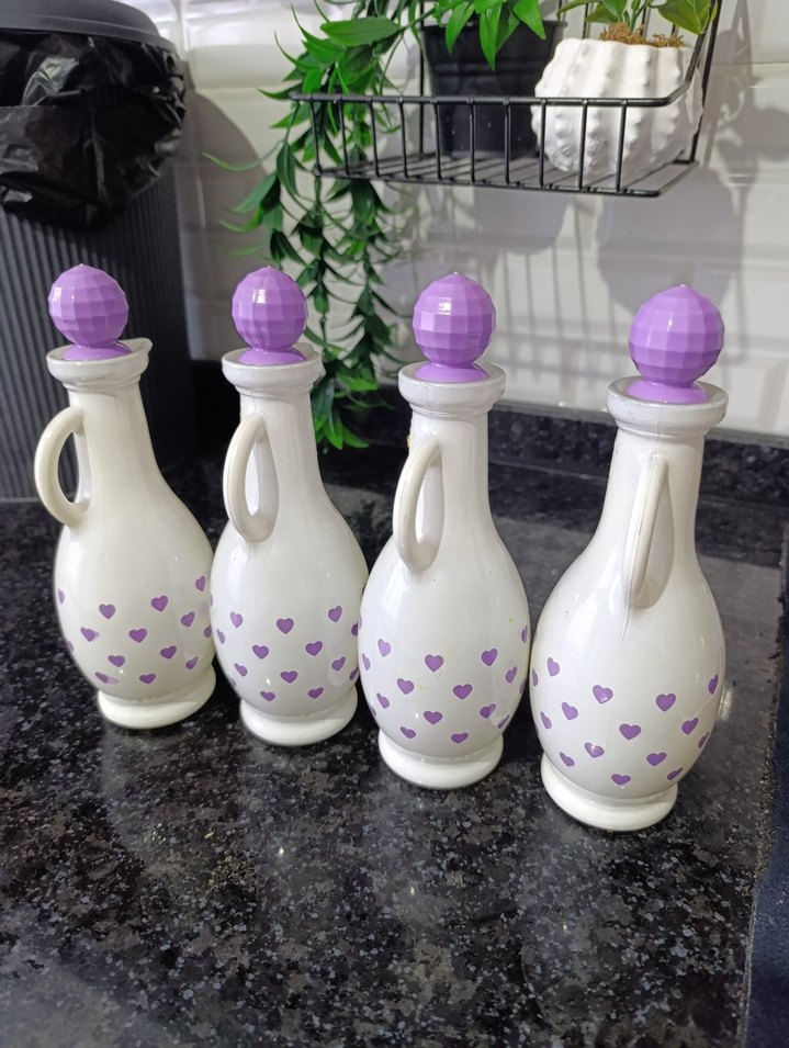 Mor Kalp Desenli Seramik Yağlık Seti 4 adet - Görsel 2