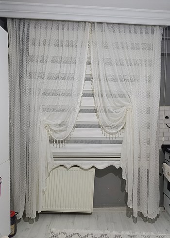 Beyaz Modern Tül Perde kanat 2 adet - Görsel 13