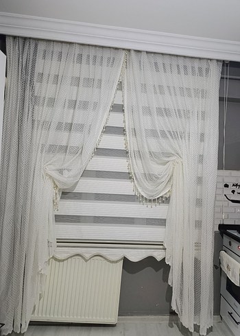 Beyaz Modern Tül Perde kanat 2 adet - Görsel 12