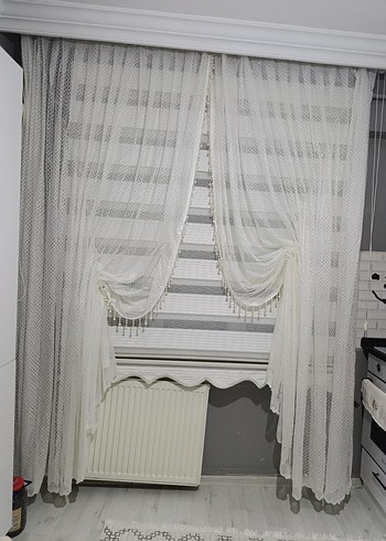 Beyaz Modern Tül Perde kanat 2 adet - Görsel 9