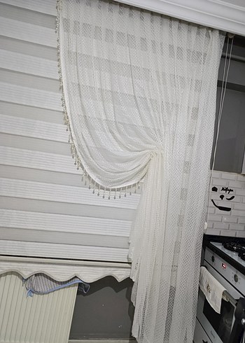 Beyaz Modern Tül Perde kanat 2 adet - Görsel 11