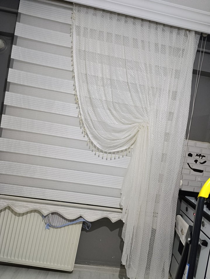 Beyaz Modern Tül Perde kanat 2 adet - Görsel 3