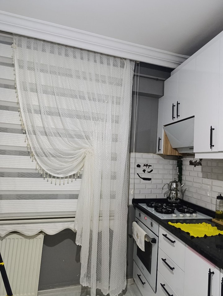 Beyaz Modern Tül Perde kanat 2 adet - Görsel 2