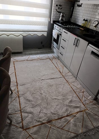 Modern Klasik Gold Beyaz Halı - Görsel 9