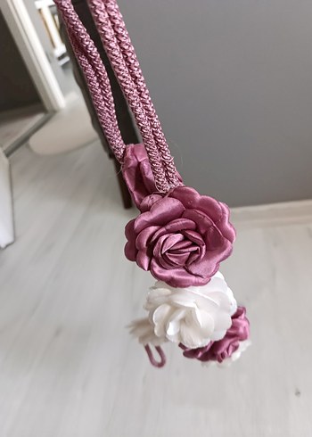 Bohem Pembe Kurdeleli Örgü perde Aksesuarı - Görsel 2