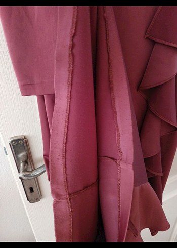 Bordo Drapeli Uzun Abiye Elbise. şal berbar verilecek - Görsel 6