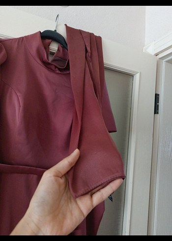 Bordo Drapeli Uzun Abiye Elbise. şal berbar verilecek - Görsel 3