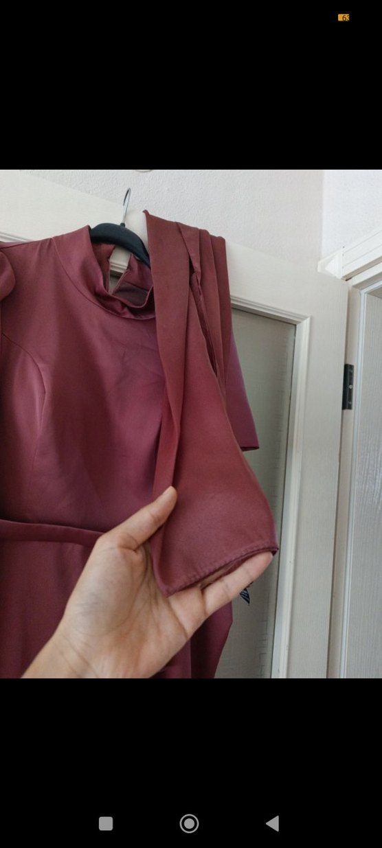 Bordo Drapeli Uzun Abiye Elbise. şal berbar verilecek - Görsel 3