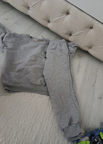 Gri Erkek Çocuk Sweatshirt ve Eşofman Takımı