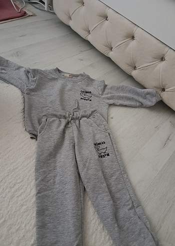 4 Yaş Beden gri Renk Gri Erkek Çocuk Sweatshirt ve Eşofman Takımı