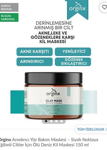 ORGINX ÖLÜ DENİZ KIL MASKESİ