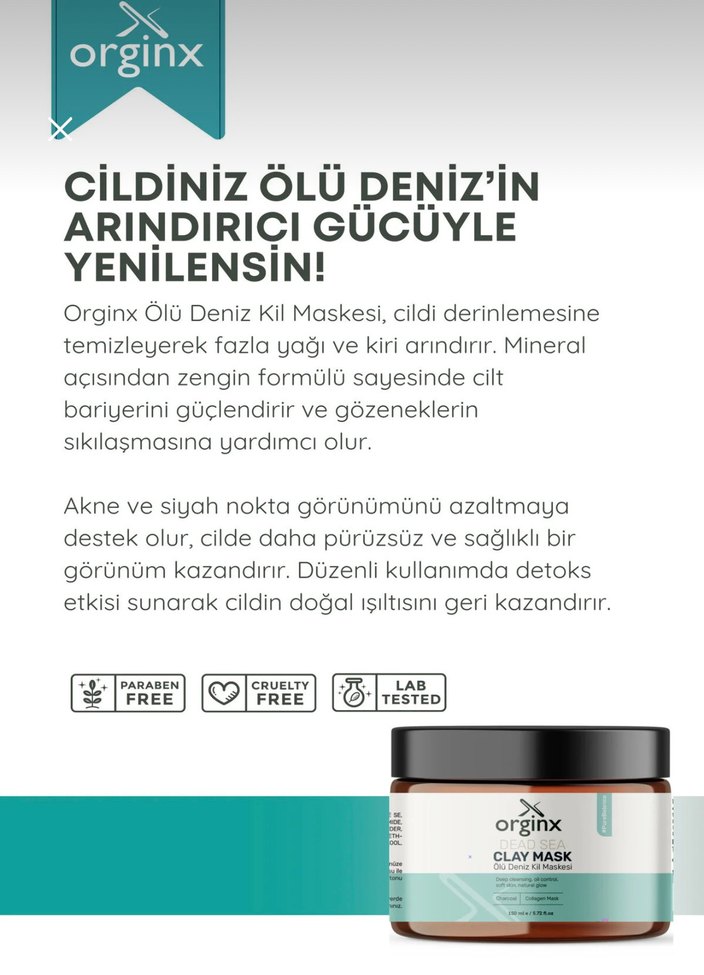 ORGINX ÖLÜ DENİZ KIL MASKESİ - Görsel 2