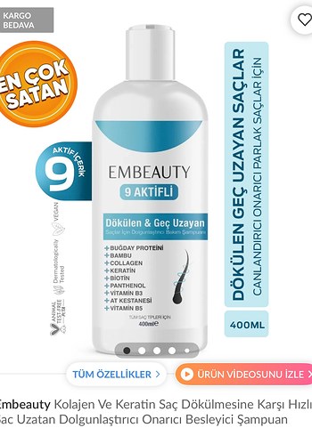 Embeauty 9 Aktifli Onarıcı Şampuan 400ML