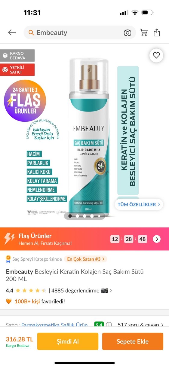 EMBEAUTY saç bakım sütü - Görsel 2