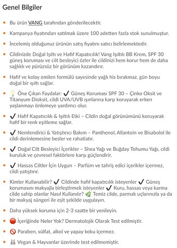 VANG BB Cream Işıltılı Açık Bej SPF30+ - Görsel 9