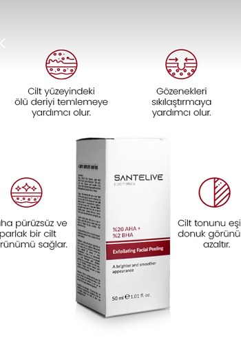 Santelive AHA + BHA Arındırıcı Peeling Serum 50 ml - Görsel 2