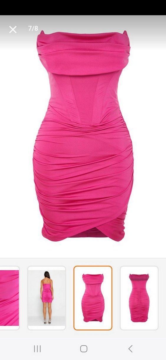 Pembe Drapeli Straplez Abiye - Görsel 3