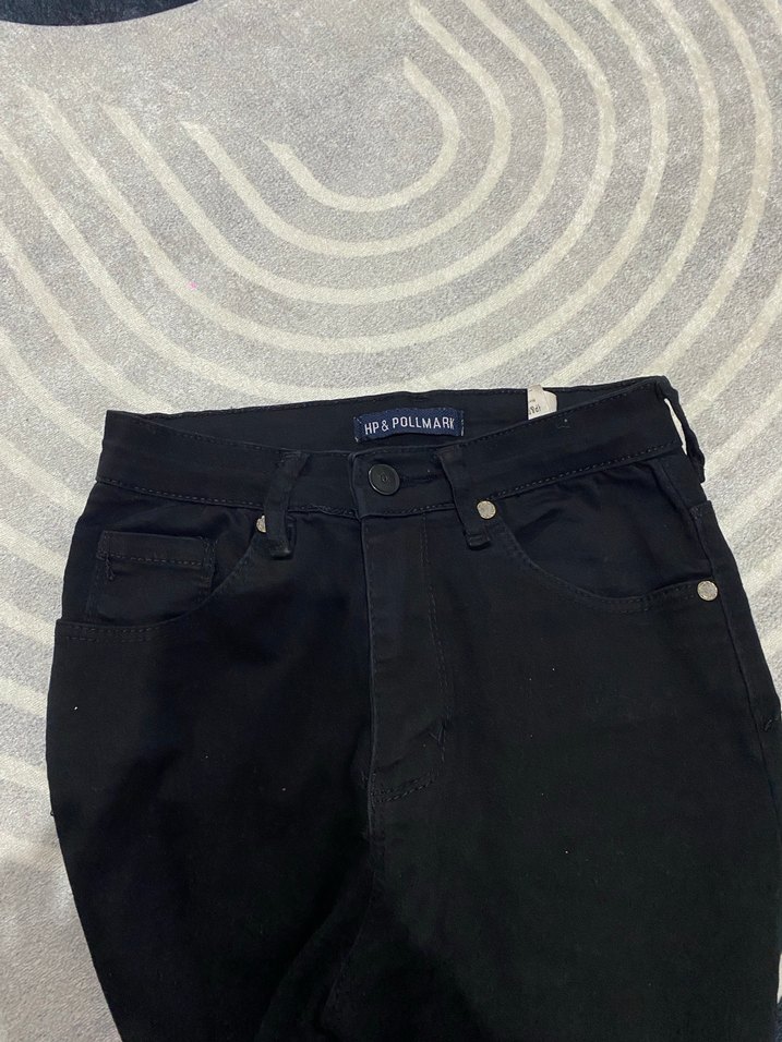 Siyah Fermuarlı Kadın Slim Fit Kot Pantolon - Görsel 2