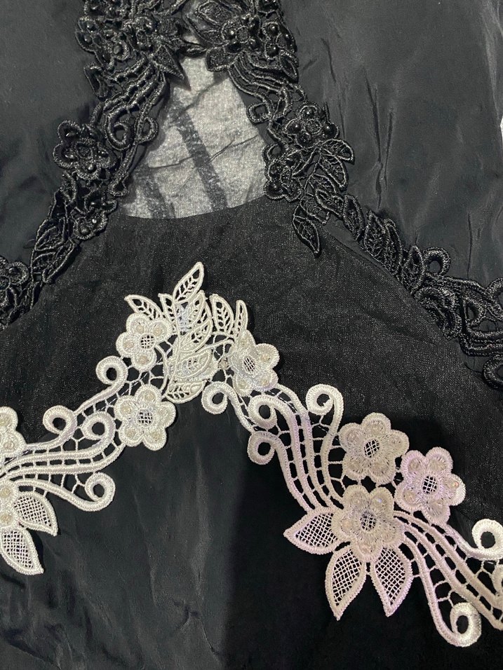 Dantel İşlemeli Siyah Gotik Strappy Mayo - Görsel 2