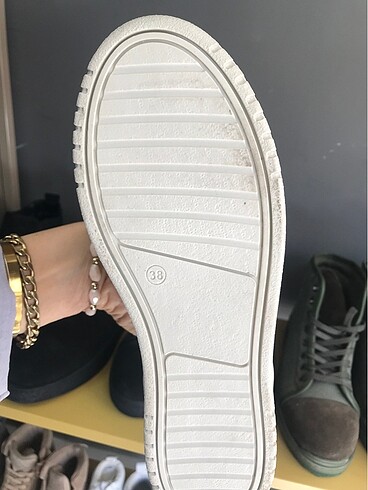 38 Beden ten rengi Renk Hakiki Deri Bağcıklı Sneakers