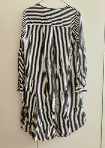 Renkli Püsküllü Çizgili Kadın Uzun Gömlek - Görsel 2