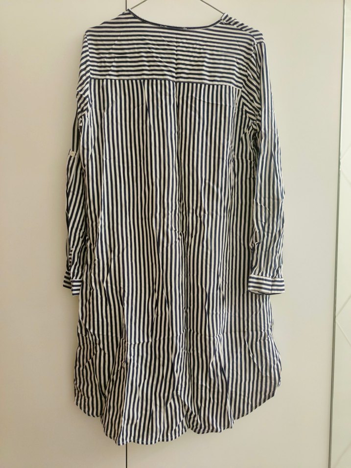 Renkli Püsküllü Çizgili Kadın Uzun Gömlek - Görsel 2