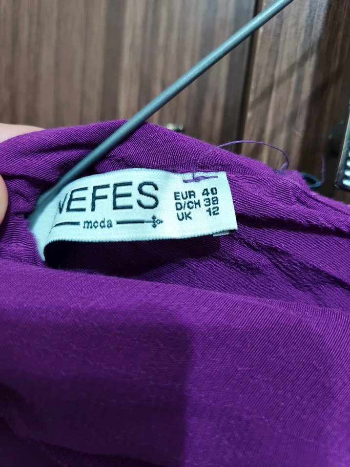 Uzun Kollu Mor Kadın Tunik - Görsel 3