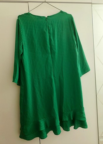 Yeşil Kareli Keten Midi Tunik - Görsel 2