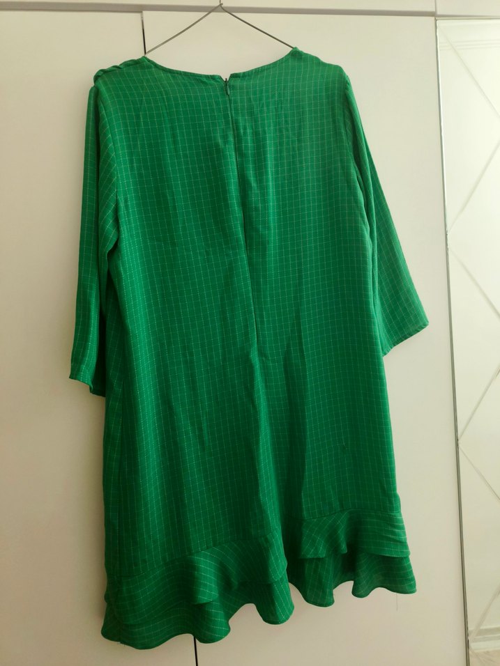 Yeşil Kareli Keten Midi Tunik - Görsel 2