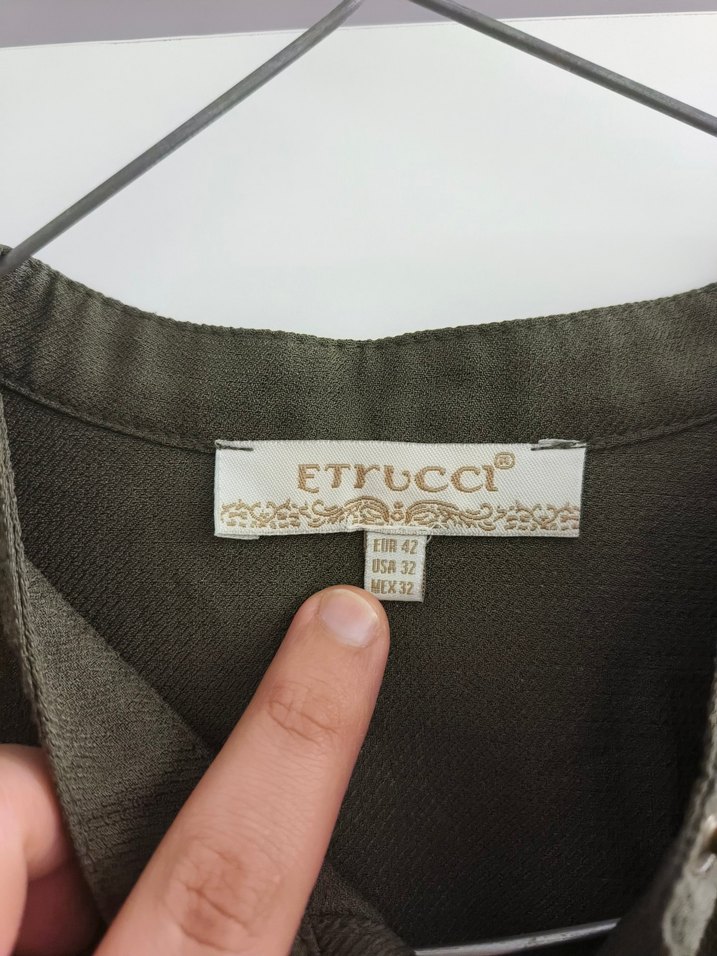 Kadın Haki Uzun Keten Tunik - Görsel 3