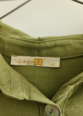 Kadın Haki Uzun Keten Elbise - Görsel 3