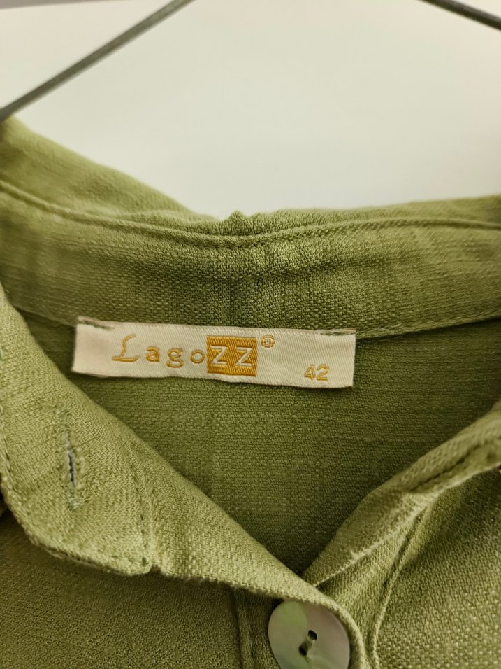 Kadın Haki Uzun Keten Elbise - Görsel 3