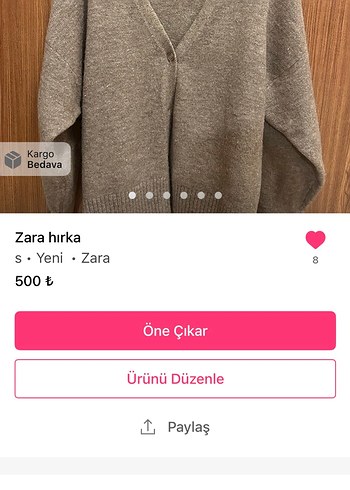 Gri V Yaka Örgü Zara Hırka