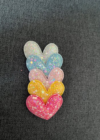 Çok Renkli Simli Nakışlı Kalp Toka Seti - Görsel 2