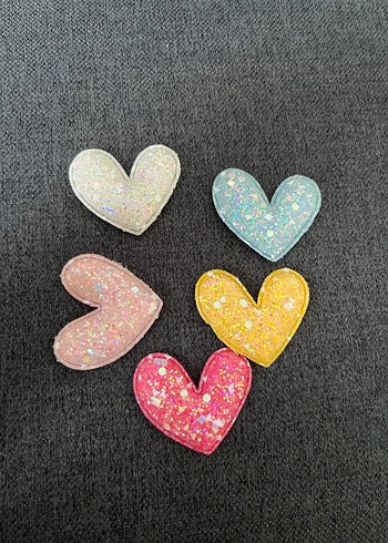 Çok Renkli Simli Nakışlı Kalp Toka Seti - Görsel 3