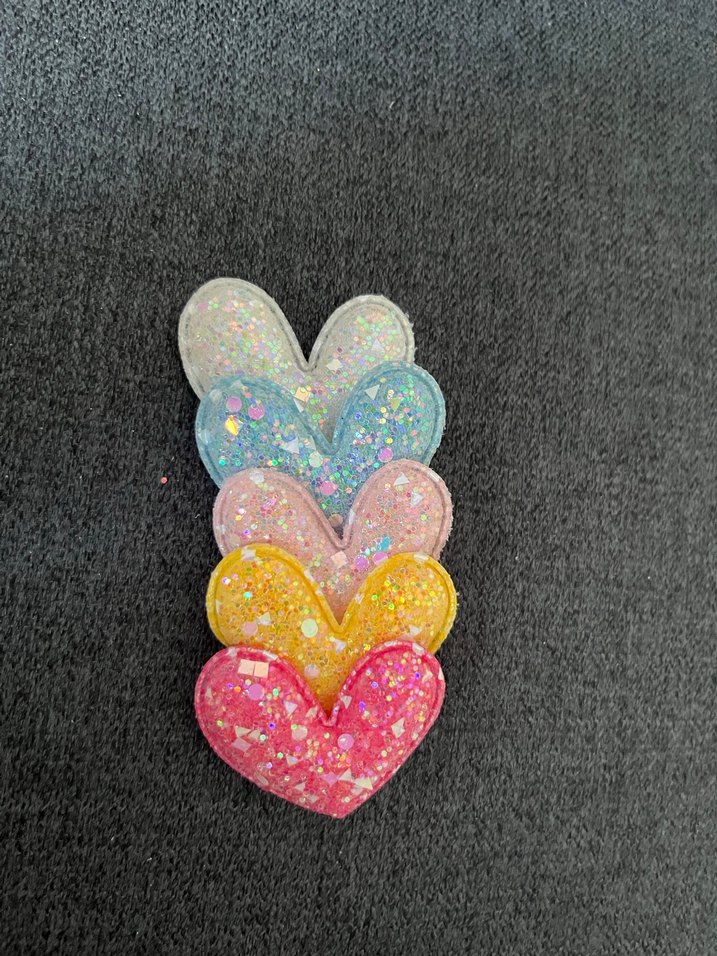 Çok Renkli Simli Nakışlı Kalp Toka Seti - Görsel 2