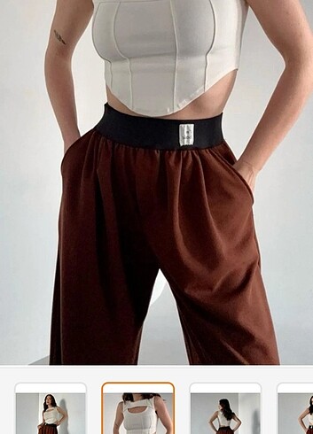 Diğer kahverengi geniş kalıp palazzo pantalon 
