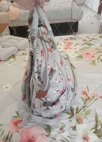 Desenli Gri Bebek Çantası - Görsel 5