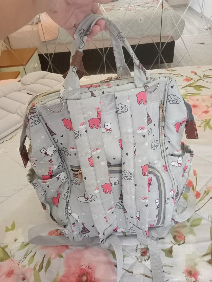 Desenli Gri Bebek Çantası - Görsel 3