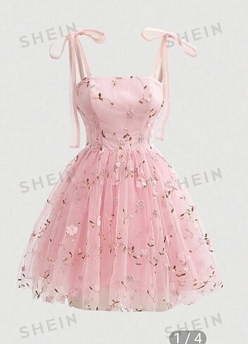 SHEIN MOD Pink Floral Print Retro Style Dress With Bowknot Belt