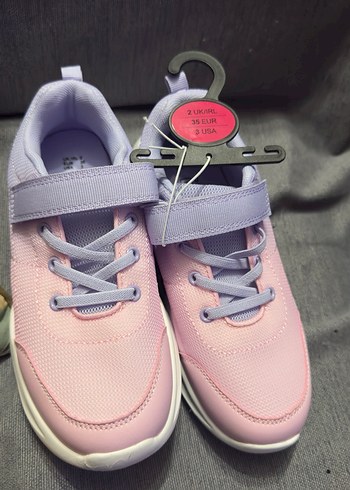 Kız Çocuk Pembe Bağcıklı Cırtlı Spor Ayakkabı - Görsel 4