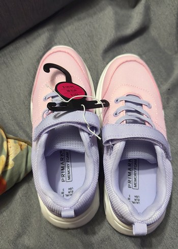 Kız Çocuk Pembe Bağcıklı Cırtlı Spor Ayakkabı - Görsel 2