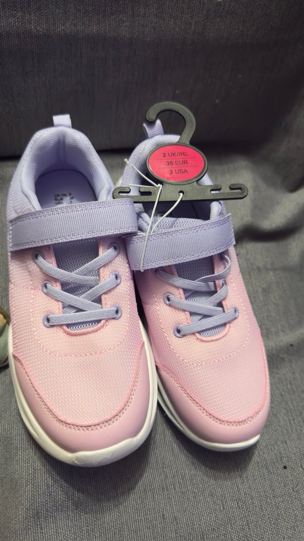 Kız Çocuk Pembe Bağcıklı Cırtlı Spor Ayakkabı - Görsel 4