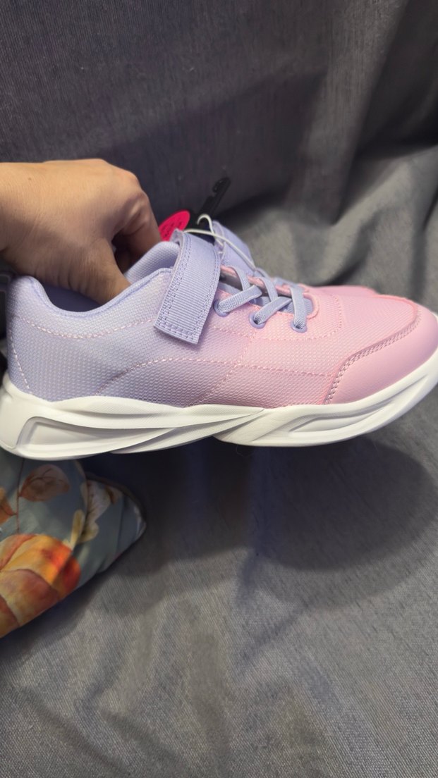 Kız Çocuk Pembe Bağcıklı Cırtlı Spor Ayakkabı - Görsel 3