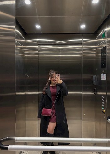Bershka Bordo mini elbise