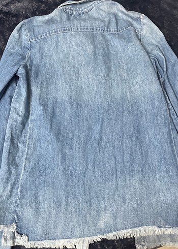 34 Beden mavi Renk Düğmeli Mavi Denim Kadın Gömlek