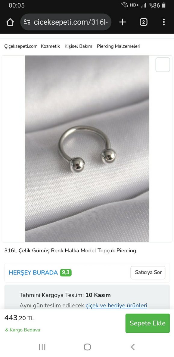 Gri Zincir Detaylı Minimalist Kadın Piercing - Görsel 2