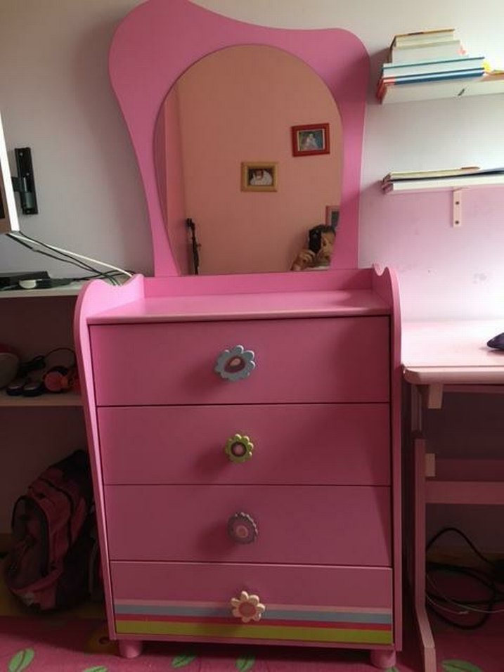 Çilek Pembe Şifonyer ve Ayna - Görsel 5