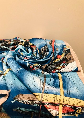 Mavi kayık desen Kadın eşarp - Görsel 2